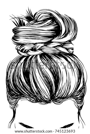 Download Handdrawn Beauty Woman Luxurious Bun Silk Stock Vector 745123693 - Shutterstock