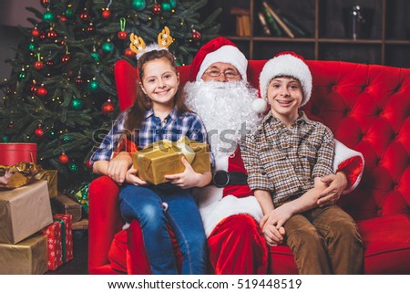 christmas children and gifts santa claus brought gifts to children joyful kids with - Santa Claus With Kids christmas children and gifts santa claus brought gifts to children joyful kids with - Santa Claus With Kids