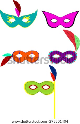 Masquerade Colorful Masks Set Collection 16 Stock Vector 563122003 ...