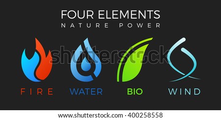 Nature Elements Water Fire Earth Air Stock Vector 334239452 - Shutterstock