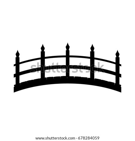 Japan Wooden Bridge Silhouette Vector Illustration Stock Vector ...