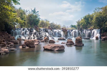 DONG NAI, VIETNAM March 16 2016: Beautiful Waterfall at GiangDien Waterfall, Dong Nai province, Vietnam in a daytime