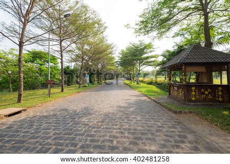 DONG NAI, VIETNAM March 16 2016: Beautiful pathway to GiangDien Waterfall, Dong Nai province, Vietnam in a daytime