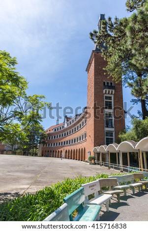 Da Lat, Vietnam-August 16, 2014: architectural beauty, founded in 1927 - Lycée Yersin, educate the children of French colonialists and upper class Vietnamese. Now is the Pedagogical College of Da Lat.