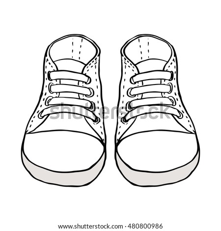 Sketch Illustration Kids Shoes Isolated On Stock Vector 480800986 ...