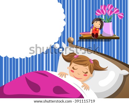 Cute Little Girl Sleeping Having Dreams Stock Vector 391115719 ...