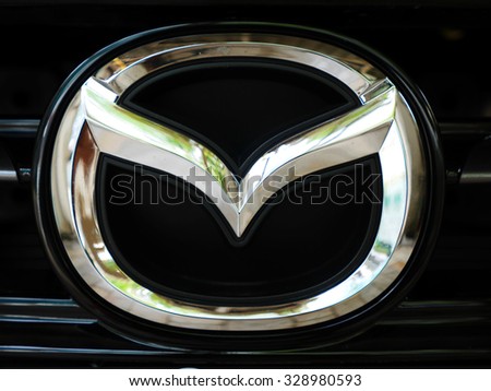 Bangkok, Thailand - October 17,2015 : Logo of brand Mazda on black car