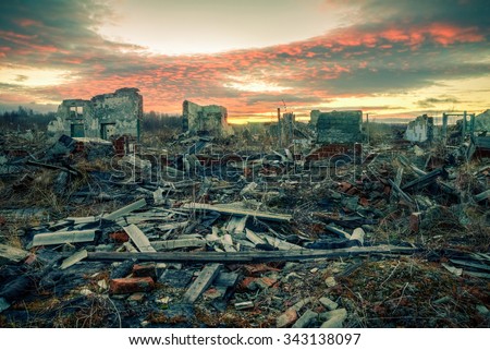 Destroyed city landscape