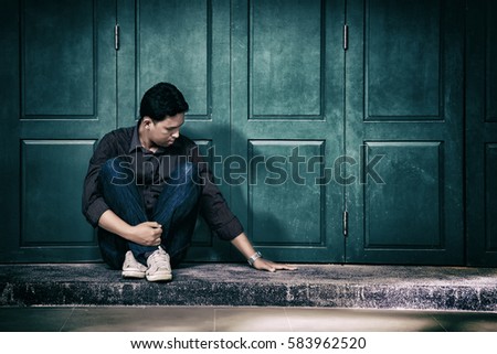 Handsome Lonely Man Frustrated Depression Sitting Stock Photo 583962520 ...