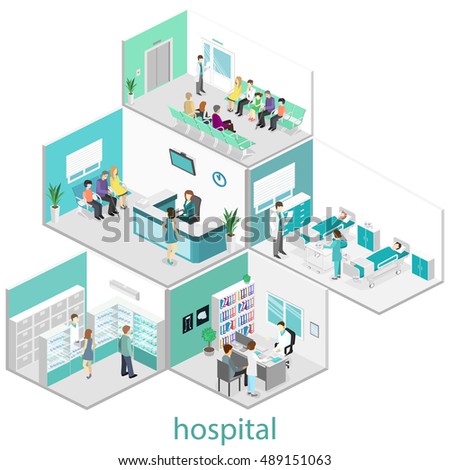 Isometric Flat Interior Hospital Room Pharmacy Stock Vector 489151063 ...