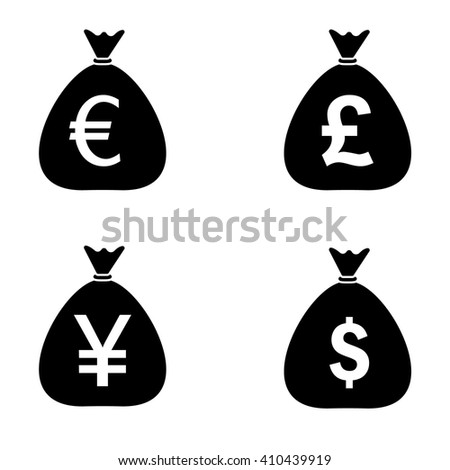 money bags icon set euro pound stock vector royalty free 410439919