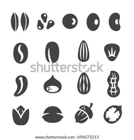 grain, nut, seed icon set