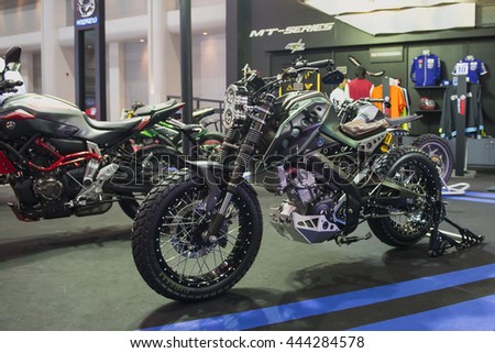 BANGKOK - Jun 23 2016 : Yamaha Motorcycle displayed at Bangkok International Auto Salon 2016 , exhibition of vehicles for sale on Jun 23, 2016 in Bangkok, Thailand.