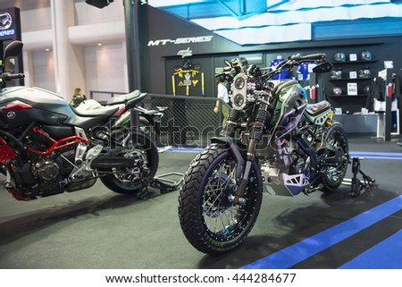 BANGKOK - Jun 23 2016 : Yamaha Motorcycle displayed at Bangkok International Auto Salon 2016 , exhibition of vehicles for sale on Jun 23, 2016 in Bangkok, Thailand.