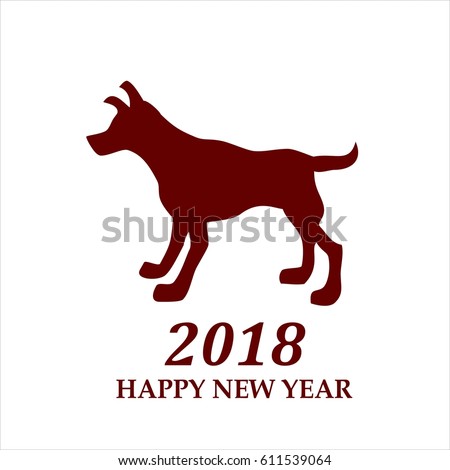 Dog symbol of 2018 new year on white background