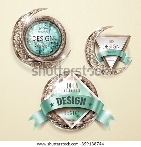 collection of sumptuous gold and jewelry labels design set