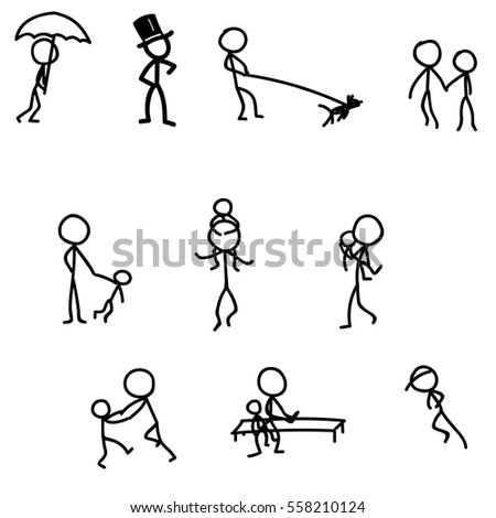 Stick Figure Kids Playing Stock Vector 174826196 - Shutterstock