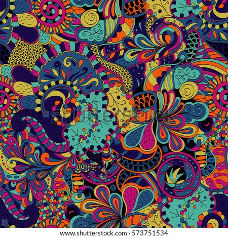 Hippie Vivid Wallpaper Abstract Colorful Flowers Stock Vector 668172832 ...