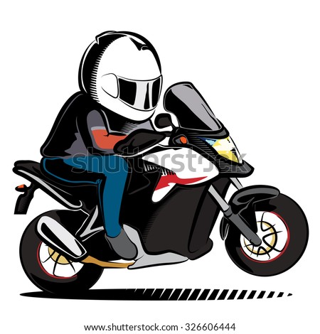 Character Biker Racing Stock Vector 326606435 - Shutterstock