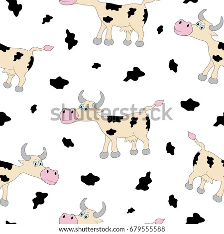 Seamless Pattern Cute Cow Stock Vector 102317470 - Shutterstock