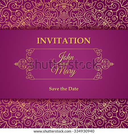 Vector vintage invitation card template.