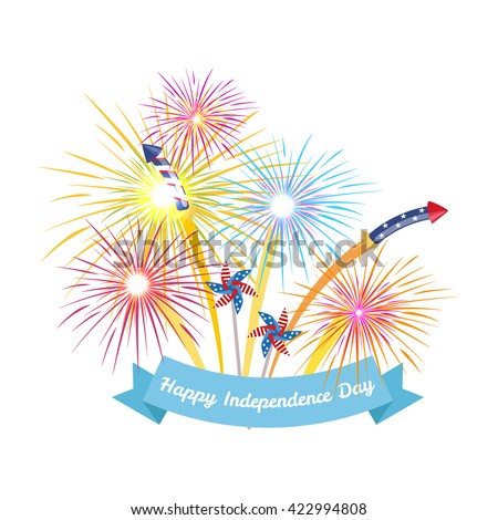 4th july fireworks background, fourth vector banner, american national flag decoration, celebration usa independence day illustration, symbol of united states freedom, patriotic holiday