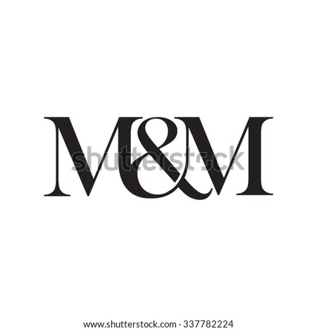 MM Logo Monogram with Piece Circle Ribbon Style Stock Vector