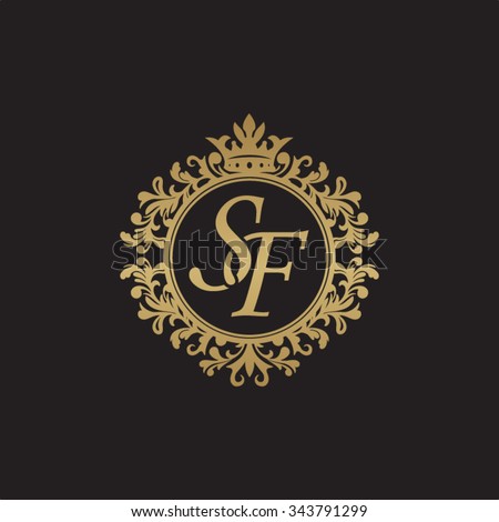 Sf Initial Luxury Ornament Monogram Logo Stock Vector 343791299