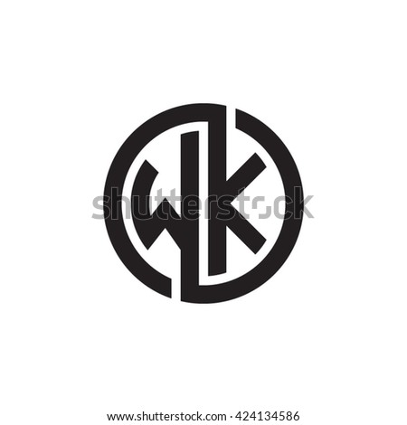 Wk Initial Letters Looping Linked Circle Monogram Logo Wk Initial Letters Looping Linked Circle Monogram Logo