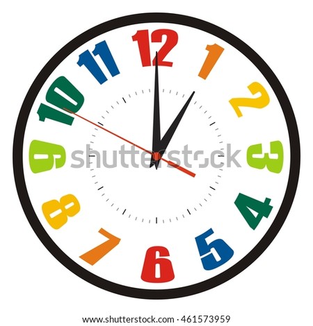 vector clock colored numbers stock vector 461573959 shutterstock