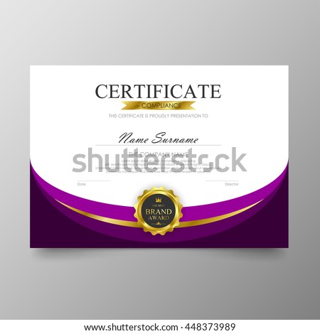 paper stamp in size word Certificate Purple Diploma Background Vector Template