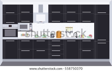 Kitchen Interior Design Front View Vector Stock Vector (Royalty Free ... Kitchen Interior Design Front View Vector Stock Vector (Royalty Free ...