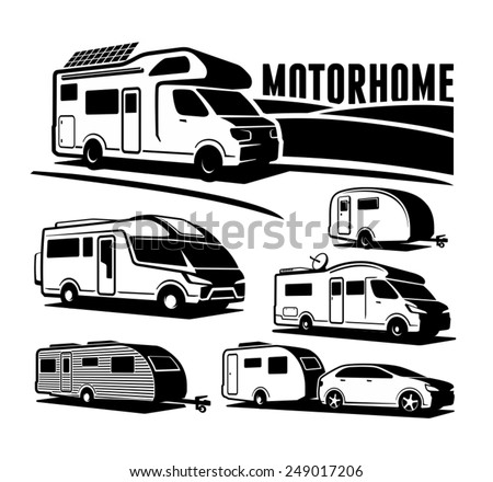 Rv Cars Recreational Vehicles Camper Vans Caravans Vector Icons Rv Cars Recreational Vehicles Camper Vans Caravans Vector Icons