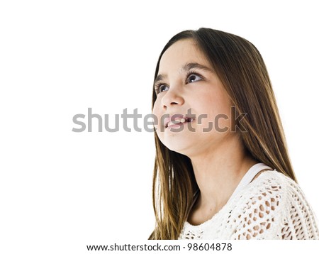 Portrait of a young girl isolated on white background