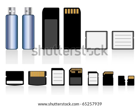 Vector Collection Memory Cards Usb Flash Stock Vector 65257939