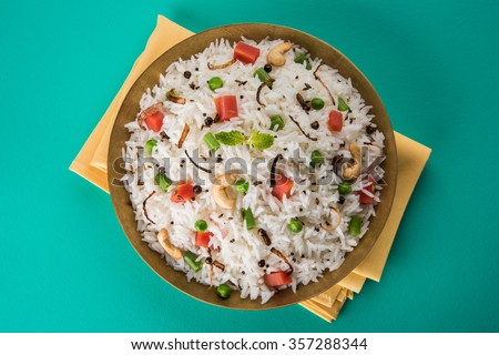 indian veg biryani, veg pulav, Indian vegitable pulav, Biriyani - stock photo