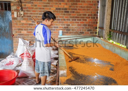 TAY NINH,VIETNAM - NOV 25, 2014:Tay Ninh chili shrimp salt (muoi tom),Vietnamese cuisine.Tay Ninh is famous for wholesale shrimp salt in Vietnam.This kind of salt is made of dried shrimp