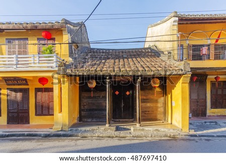 HOI AN, VIETNAM - JULY 17, 2015: Hoi An old town. Hoi An is a popular tourist destination of Asia. Hoian is recognized as a World Heritage Site by UNESCO.