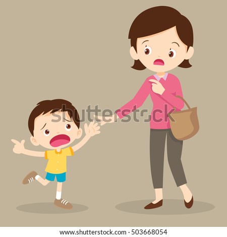 Angry Boy Shouting Mother Shouting Her Stock Vector 501335308 ...