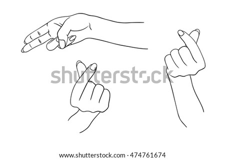 Drawing On Paper Image Hands Different Stock Vector 223893211