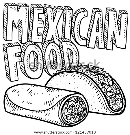 Doodle Style Mexican Food Taco Sketch Stock Vector 121459009 - Shutterstock