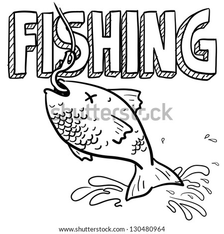 Doodle style fishing sports illustration. Includes text and fish caught ...