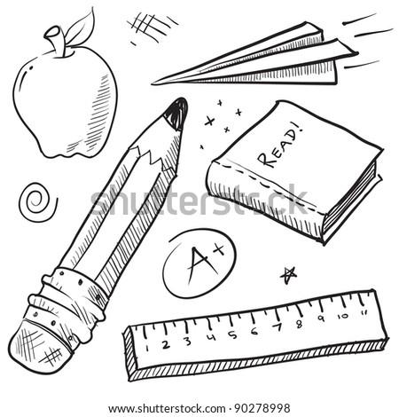 ruler sketch mac Vector Theme School Vector Doodle Stock Illustration Style