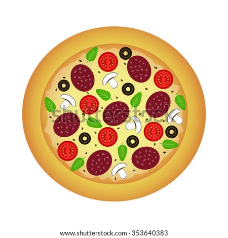 Round Hot Delicious Tasty Pizza Stock Vector 353640383 - Shutterstock