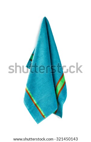 stock-photo-blue-towel-hanging-on-a-wall
