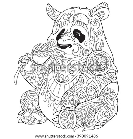 zentangle stylized cartoon panda isolated on stock vector