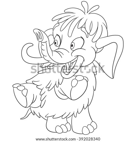 Coloring Page Of Mammoth Elephant Colouring Book For Kids And Children Cartoon Vector