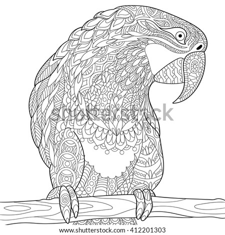 zentangle stylized cartoon parrot macaw isolated stock vector zentangle stylized cartoon parrot macaw isolated stock vector