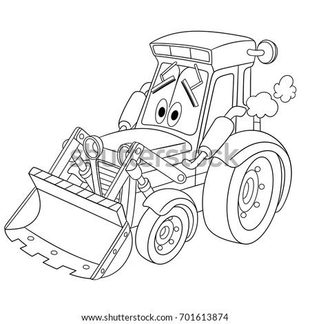 Funny Tractor Black Vector Illustration Isolated Stock Vector 431592094