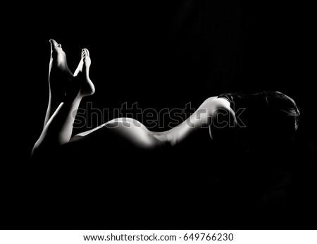 Nude Girl Silhouette Black Background